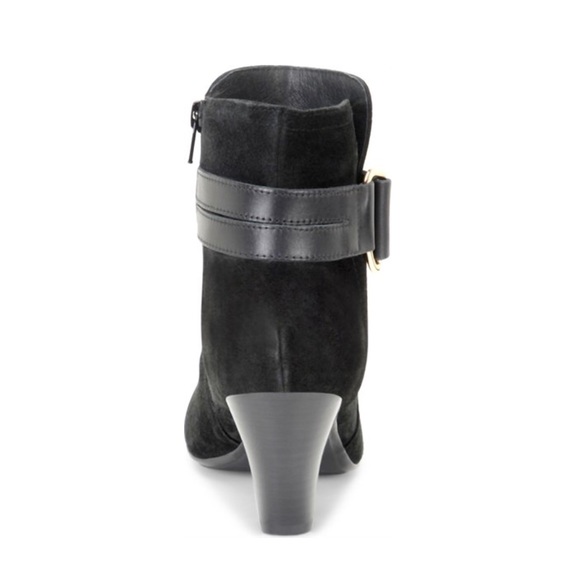 Black Distressed Suede Block Heel Ankle Booties - Picture 6 of 8